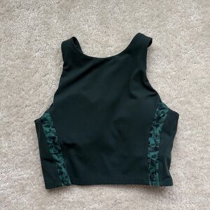 Athleta Dark Green Crop Top with Camo Accents